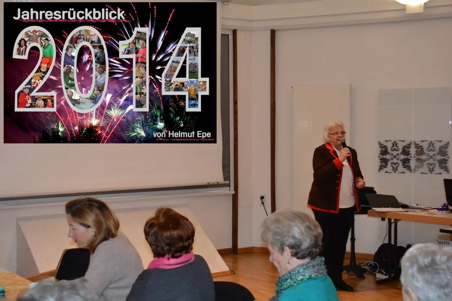 Obfrau Heidi Wienerroither mit Begrüßung, Neujahrswünsche, Programmvorschau, Geburtstagswünschen