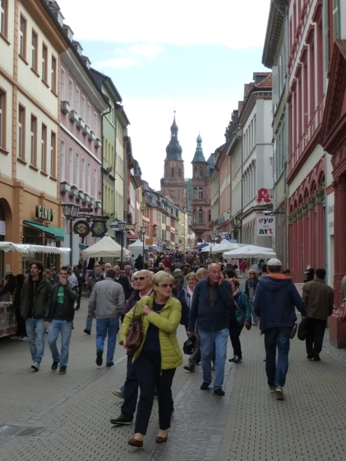 Die Hauptstrasse Fussgängerzone ist mit 1.6 km die längste Flanier- und Shoppingmeile in Deutschland