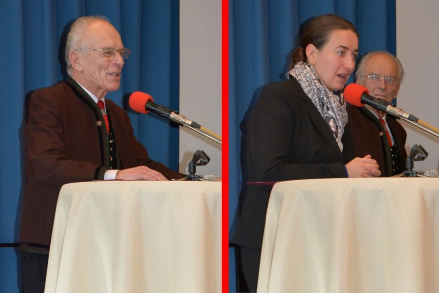 Moderator mit +Herz und Witz+#Horst Pollak#Bürgermeisterin Mag. Silvia Häusl-Benz#mit einem Weihnachtsgedicht