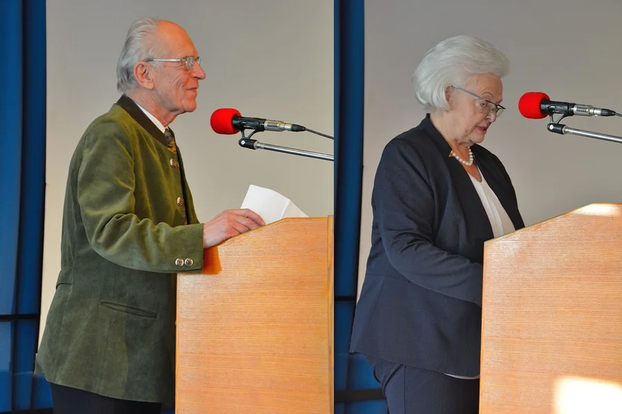 Obfrau Heidi Wienerroither und Horst Pollak bei der Begrüßung